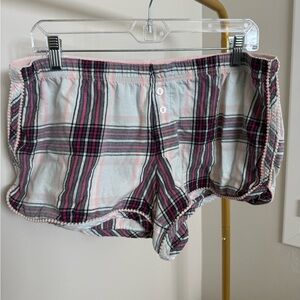 Victoria’s Secret | Plaid Cotton Sleep Shorts | Pink & Gray | Size Large |